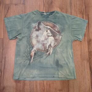 VTG The Mountain Wolf Native American Adult XL Shirt Tie Dye Moon Nature Dog